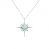 Sterling Silver Necklace with a North Star Pendant Decorated with a Turquoise Blue Zircon Stone