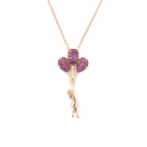 Women's Silver Necklace with Balloon Girl Design Women's Silver Necklace with Balloon Girl Design