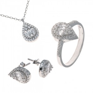 Women's Accessories Set of 925 Sterling Silver with Teardrop Design Women's Accessories Set of 925 Sterling Silver with Teardrop Design
