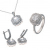 Women's Accessories of 925 Sterling Silver, Necklace, Earrings, and Ring Decorated with Zircon Stone Women's Accessories of 925 Sterling Silver, Necklace, Earrings, and Ring Decorated with Zircon Stone