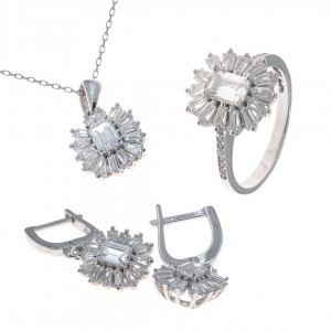 Women's Jewelry Set with Elegant Design, A Stunning Ensemble of 925 Sterling Silver Necklace, Earrings, and Ring Women's Jewelry Set with Elegant Design, A Stunning Ensemble of 925 Sterling Silver Necklace, Earrings, and Ring