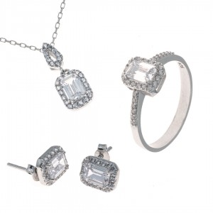 Sterling Silver Zircon Stone Accessory Set for Women Sterling Silver Zircon Stone Accessory Set for Women