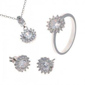 Women's Sterling Silver Jewelry Set, Earring, Ring, and Necklace Women's Sterling Silver Jewelry Set, Earring, Ring, and Necklace