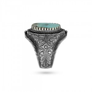 خاتم رجال تركي من عقيق سماوي مصمم يدويًا من الفضة الإسترلينية 925 خاتم رجال تركي من عقيق سماوي مصمم يدويًا من الفضة الإسترلينية 925