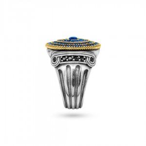 خاتم السلطان الأزرق من الفضة الإسترلينية مع أحجار الزركون لمظهر ملكي خاتم السلطان الأزرق من الفضة الإسترلينية مع أحجار الزركون لمظهر ملكي
