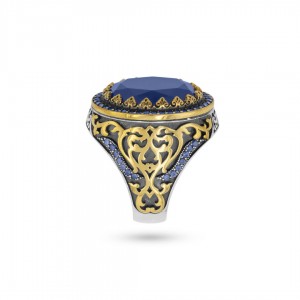 خاتم فضة 925 رجالي بشكل بيضاوي مع حجر عقيق أزرق داكن – لمسة من الأناقة والتميز خاتم فضة 925 رجالي بشكل بيضاوي مع حجر عقيق أزرق داكن – لمسة من الأناقة والتميز