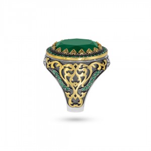 خاتم فضة 925 رجالي على شكل بيضاوي مع حجر عقيق أخضر – لمسة من الأناقة والتميُّز خاتم فضة 925 رجالي على شكل بيضاوي مع حجر عقيق أخضر – لمسة من الأناقة والتميُّز