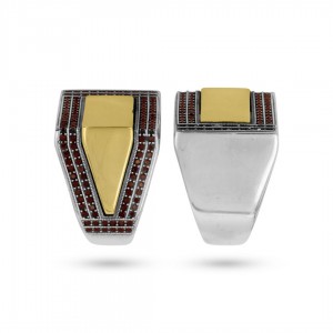 خاتم فضة 925 رجالي مع زخرفة فضية لامعة وأحجار زركون خاتم فضة 925 رجالي مع زخرفة فضية لامعة وأحجار زركون