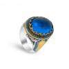 Men's Rings with Pure Silver and Precious Blue Stones
