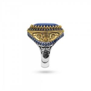 خاتم فضة رجالي مزين بحجر الزيركون الأزرق الملكي: تصميم تركي أنيق خاتم فضة رجالي مزين بحجر الزيركون الأزرق الملكي: تصميم تركي أنيق