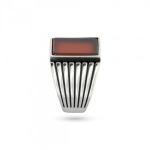 خاتم رجالي أنيق مرصع بحجر زيركون أحمر مربع - فضة إسترلينية 925 خاتم رجالي أنيق مرصع بحجر زيركون أحمر مربع - فضة إسترلينية 925