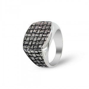 Turkish Men's Ring, Handmade 925 Sterling Silver Ring with Attractive Mesh Design Turkish Men's Ring, Handmade 925 Sterling Silver Ring with Attractive Mesh Design