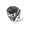 925 Sterling Silver Men's Ring with Natural Black Agate Stone - Handmade Turkish Design 925 Sterling Silver Men's Ring with Natural Black Agate Stone - Handmade Turkish Design