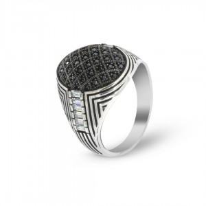 925 Silver Sterling Ring For Men. Adorned with zircon stones in a sparkling mesh design 925 Silver Sterling Ring For Men. Adorned with zircon stones in a sparkling mesh design