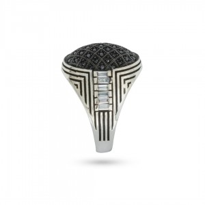 925 Silver Sterling Ring For Men. Adorned with zircon stones in a sparkling mesh design 925 Silver Sterling Ring For Men. Adorned with zircon stones in a sparkling mesh design