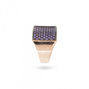 Circle Model Purple Zircon Stone Copper Color 925 Sterling Silver Ring for Women	 Circle Model Purple Zircon Stone Copper Color 925 Sterling Silver Ring for Women