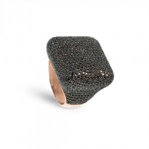 Women's Ring with Square Model and Black Zircon Stone in 925 Sterling Silver Women's Ring with Square Model and Black Zircon Stone in 925 Sterling Silver