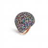 Women's Ring Sterling Silver Elegance with Colored Zircon Stones