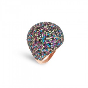 Women's Ring Sterling Silver Elegance with Colored Zircon Stones Women's Ring Sterling Silver Elegance with Colored Zircon Stones