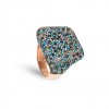 Luxurious Elegance 925 Sterling Silver Women's Ring Adorned with Zircon and Turquoise Stones