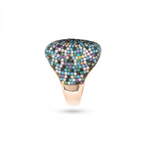 Luxurious Elegance 925 Sterling Silver Women's Ring Adorned with Zircon and Turquoise Stones Luxurious Elegance 925 Sterling Silver Women's Ring Adorned with Zircon and Turquoise Stones