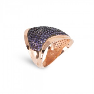 Sterling Silver 925 Oval Ring Gold Plated with Amethyst Zircon, Women's Jewelry Sterling Silver 925 Oval Ring Gold Plated with Amethyst Zircon, Women's Jewelry