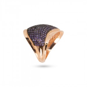 Sterling Silver 925 Oval Ring Gold Plated with Amethyst Zircon, Women's Jewelry Sterling Silver 925 Oval Ring Gold Plated with Amethyst Zircon, Women's Jewelry