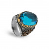 Natural Agate Ring for Men in Sterling Silver with Unique Blue Agate Stone Natural Agate Ring for Men in Sterling Silver with Unique Blue Agate Stone