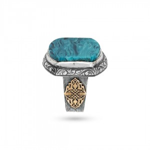 خاتم رجالي من الفضة الإسترلينية 925 بحجر العقيق الأزرق التركي – لمسة ناعمة ومظهر أنيق خاتم رجالي من الفضة الإسترلينية 925 بحجر العقيق الأزرق التركي – لمسة ناعمة ومظهر أنيق